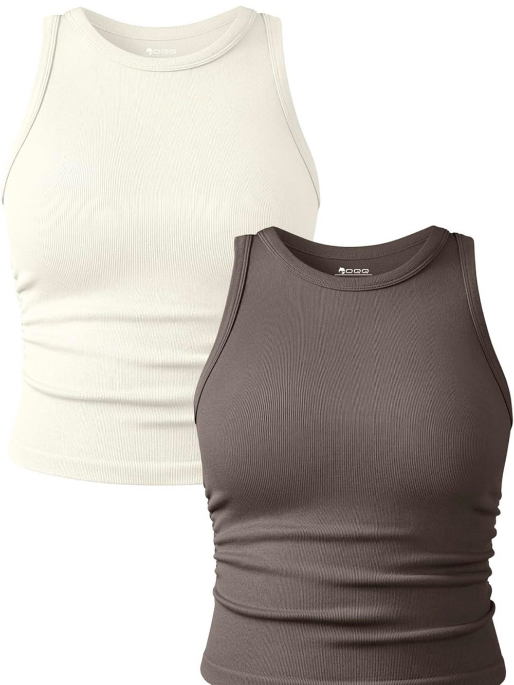 Women’s Ribbed Tank Top - Cream & Brown